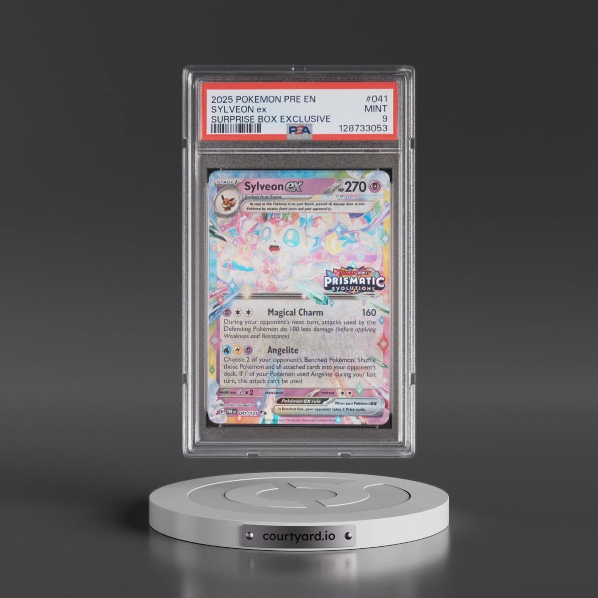 2025 Pokémon Pre EN-Prismatic Evolutions #041 Sylveon EX - Holo Surprise Box Exclusive (PSA 9 MINT)
