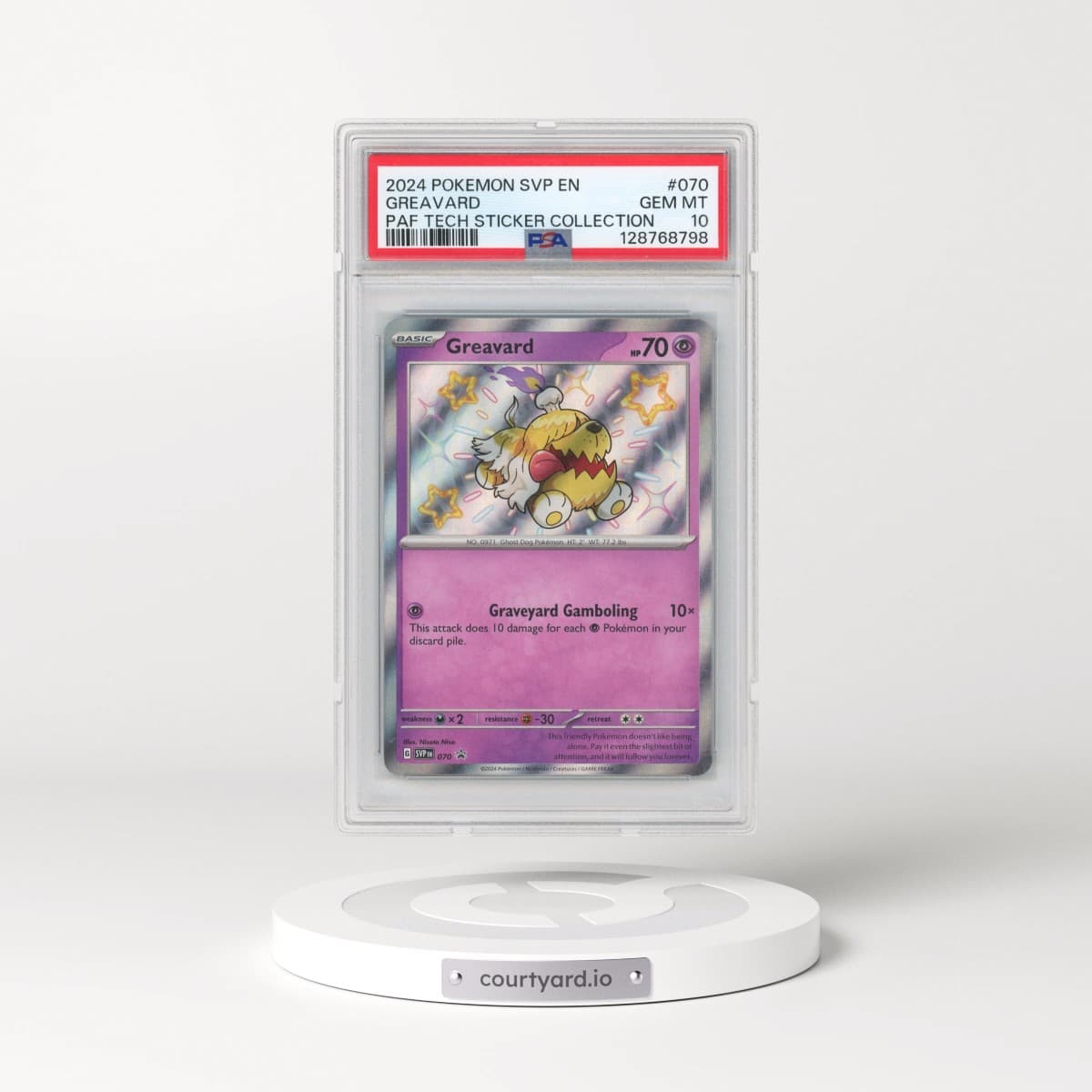 2024 Pokémon Svp EN-SV Black Star Promo #070 Greavard - Paldean Fates Tech Sticker Collection (PSA 10 GEM MINT)