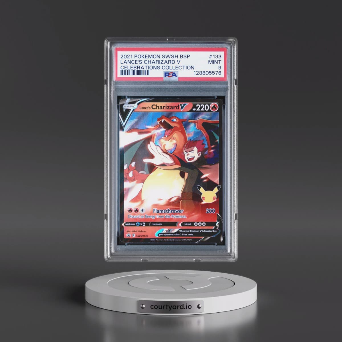 2021 Pokémon Swsh Black Star Promo #133 Lance's Charizard V - Holo Celebrations Collection (PSA 9 MINT)