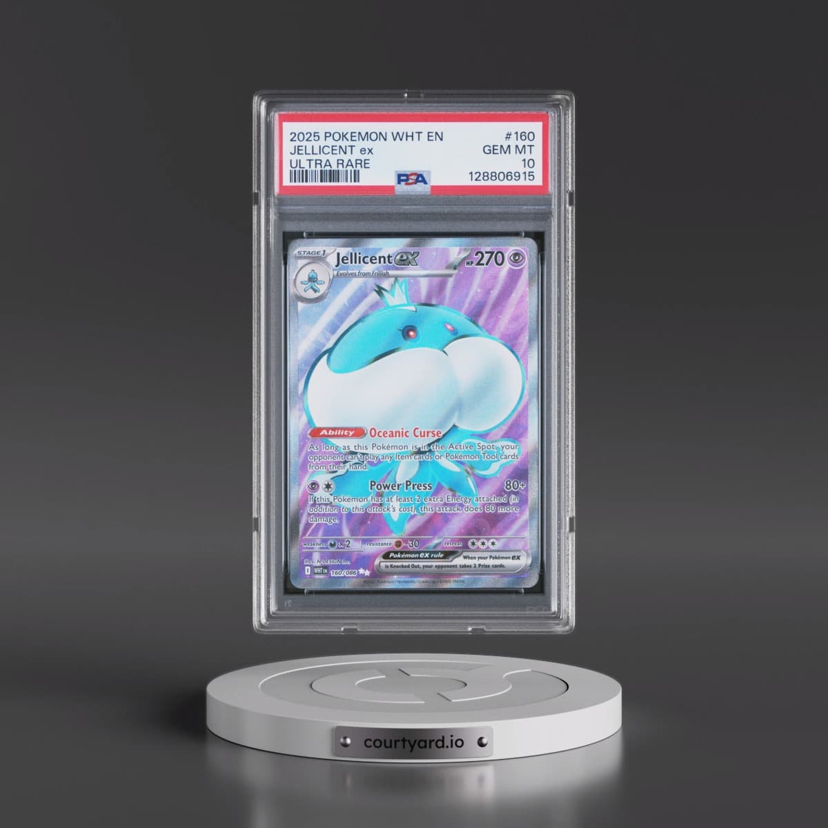 2025 Pokémon Wht EN-White Flare #160 Jellicent EX - Holo Ultra Rare (PSA 10 GEM MINT)