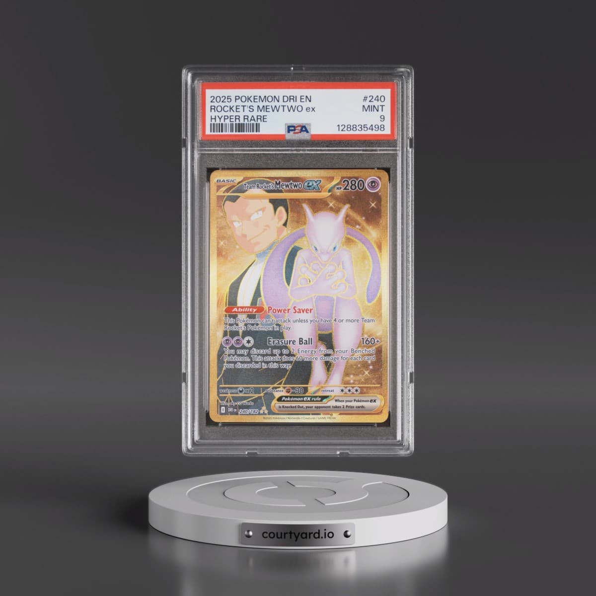 2025 Pokémon Dri EN-Destined Rivals #240 Team Rocket's Mewtwo EX - Holo Hyper Rare (PSA 9 MINT)