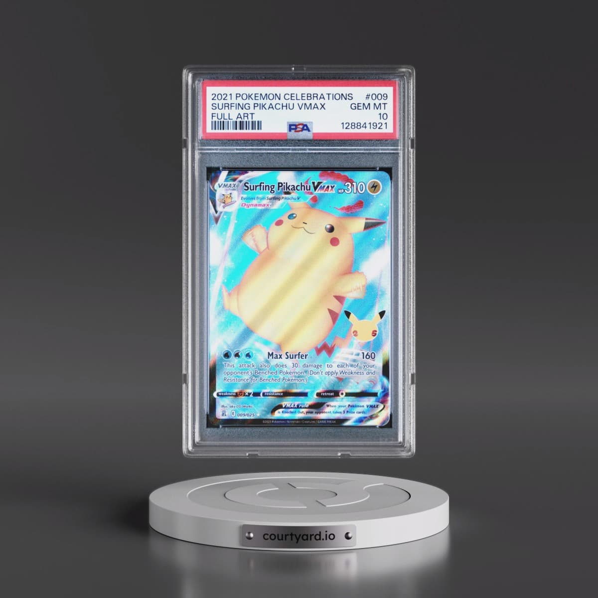 2021 Pokémon Celebrations #009 Surfing Pikachu Vmax - Full Art (PSA 10 GEM MINT)