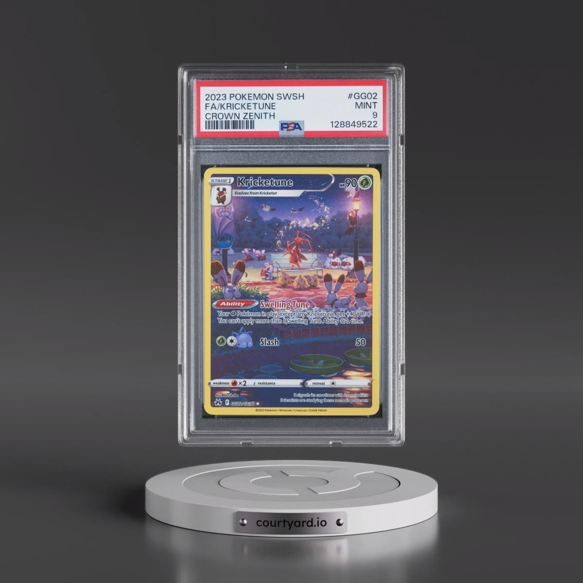 2023 Pokémon Sword and Shield Crown Zenith #GG02 Kricketune - Full Art (PSA 9 MINT)