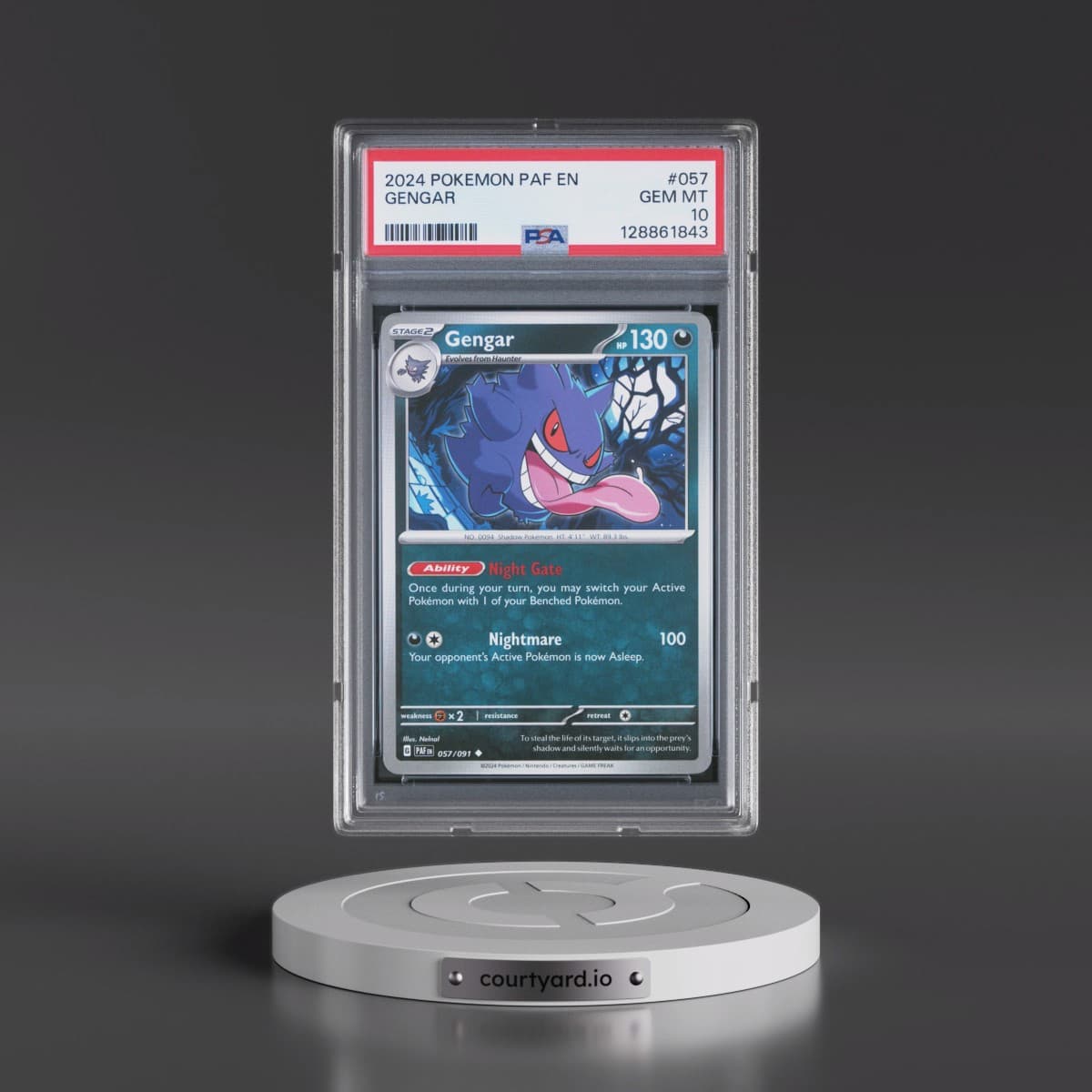 2024 Pokémon Paf EN-Paldean Fates #057 Gengar (PSA 10 GEM MINT)
