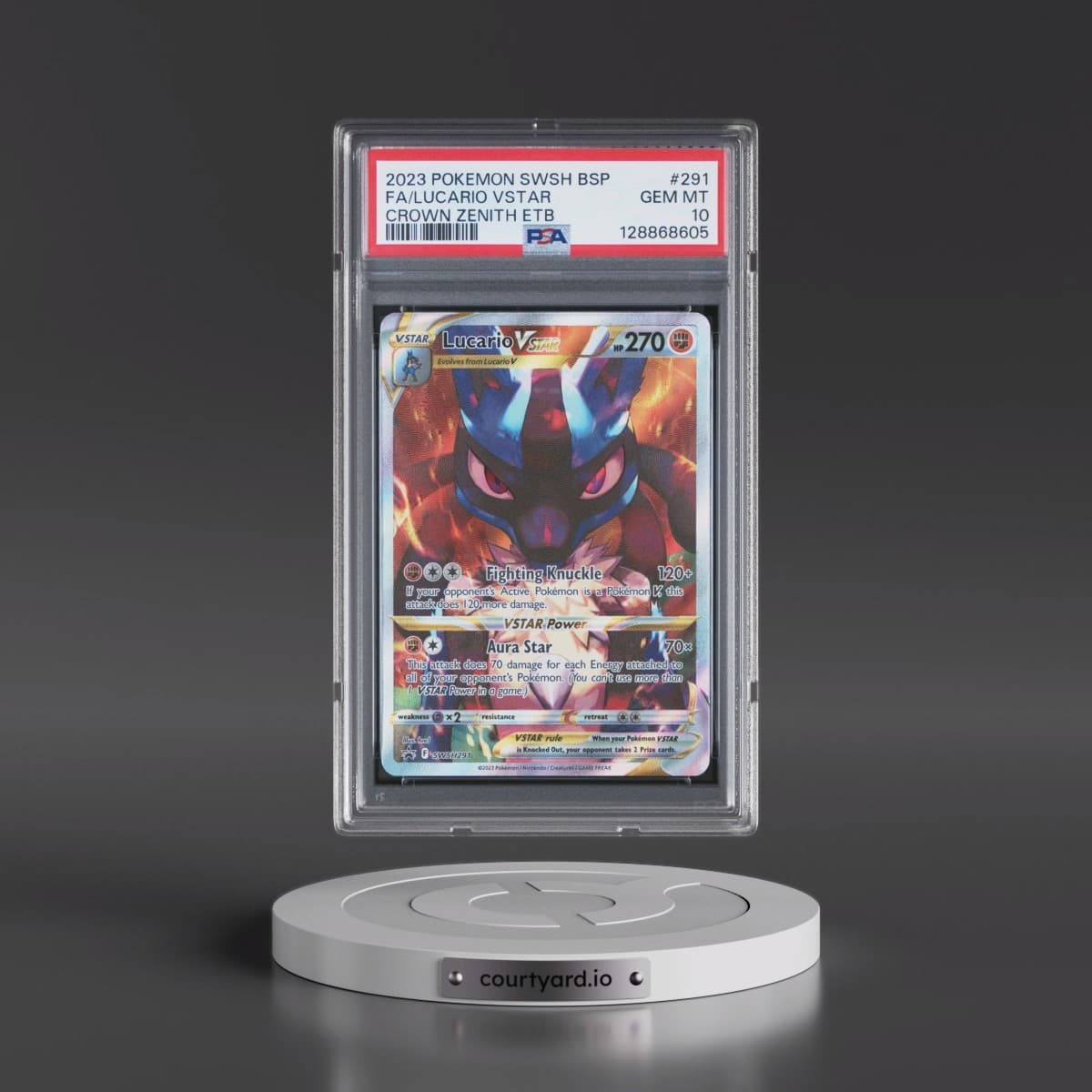 2023 Pokémon Swsh Black Star Promo #291 Lucario Vstar - Full Art Crown Zenith Elite Trainer Box (PSA 10 GEM MINT)