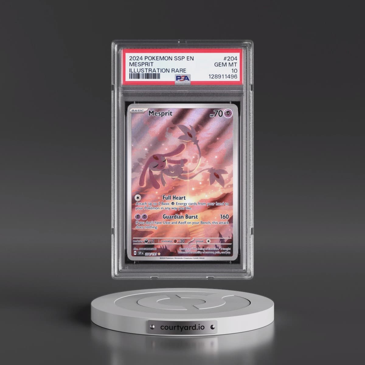 2024 Pokémon Ssp EN-Surging Sparks #204 Mesprit - Illustration Rare (PSA 10 GEM MINT)