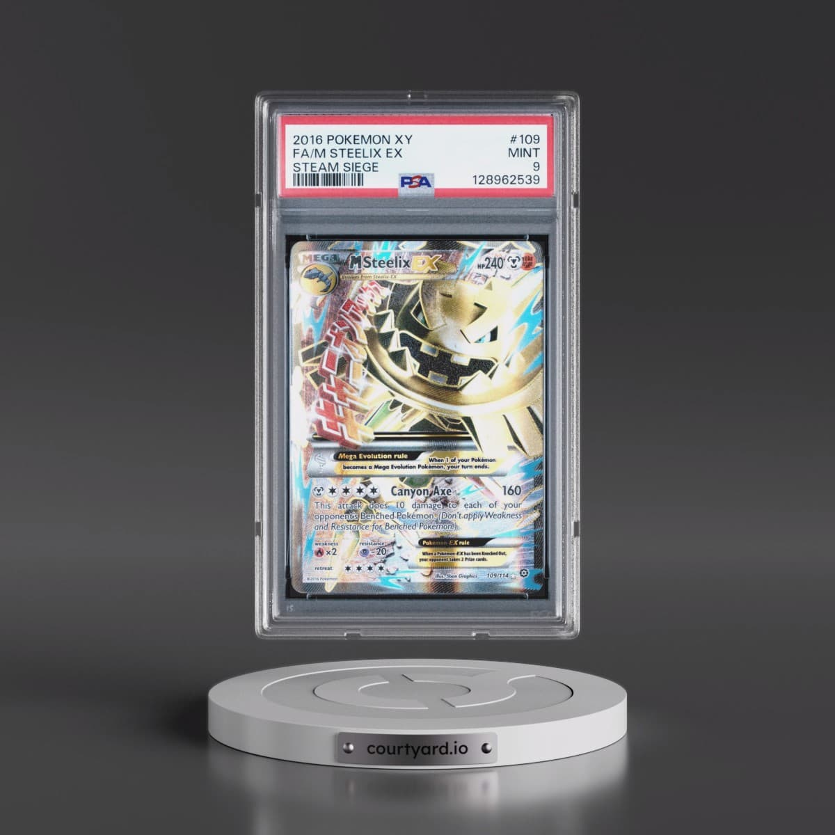 2016 Pokémon XY Steam Siege #109 M Steelix EX - Holo Full Art (PSA 9 MINT)