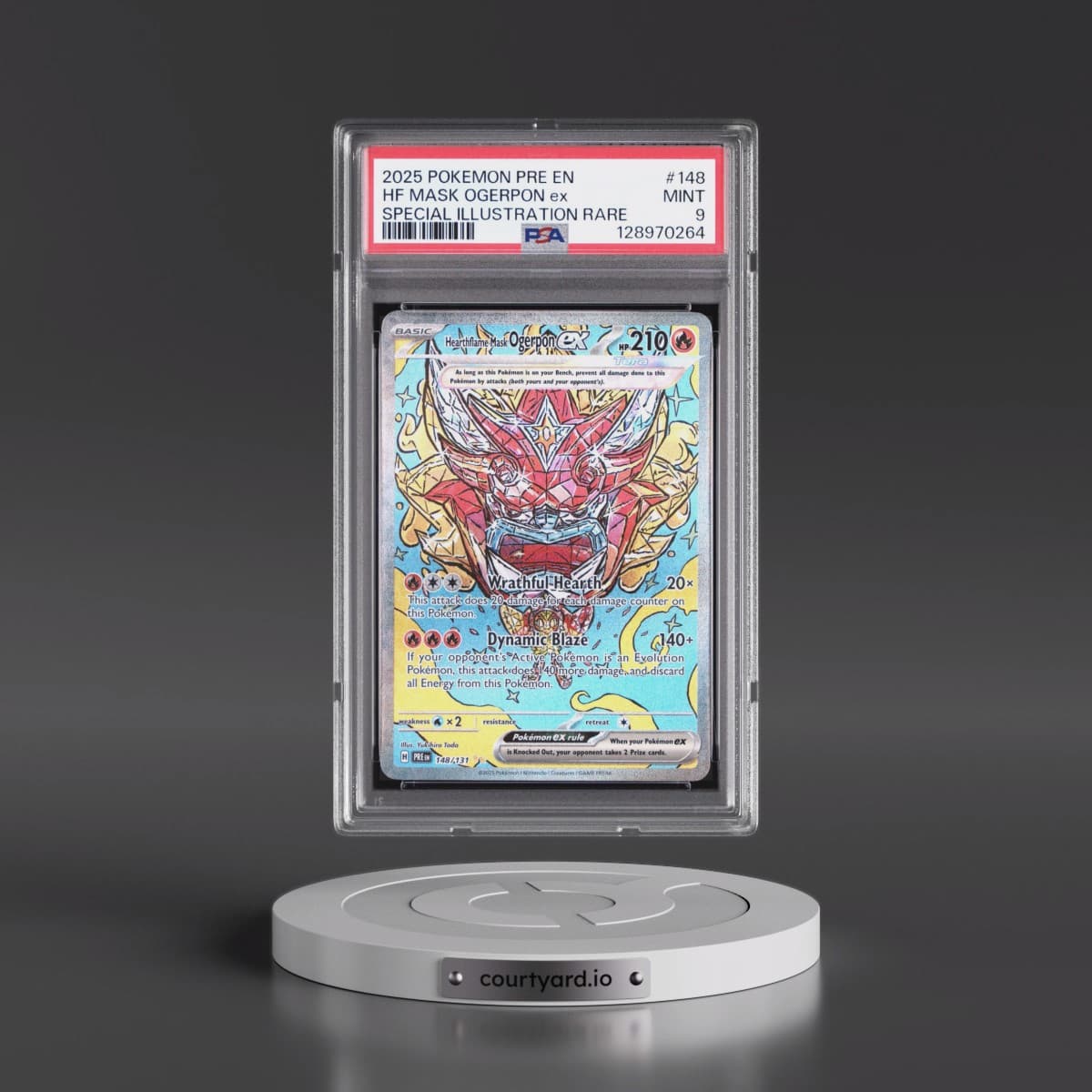 2025 Pokémon Pre EN-Prismatic Evolutions #148 Hearthflame Mask Ogerpon EX - Holo Special Illustration Rare (PSA 9 MINT)