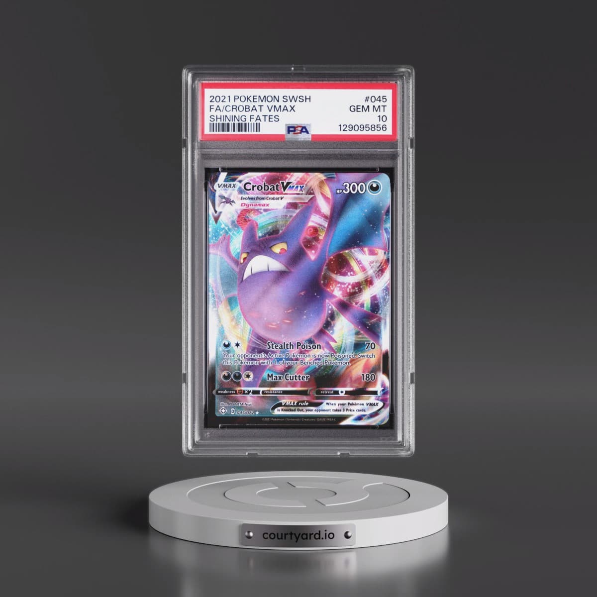 2021 Pokémon Sword & Shield Shining Fates #045 Crobat Vmax - Full Art (PSA 10 GEM MINT)