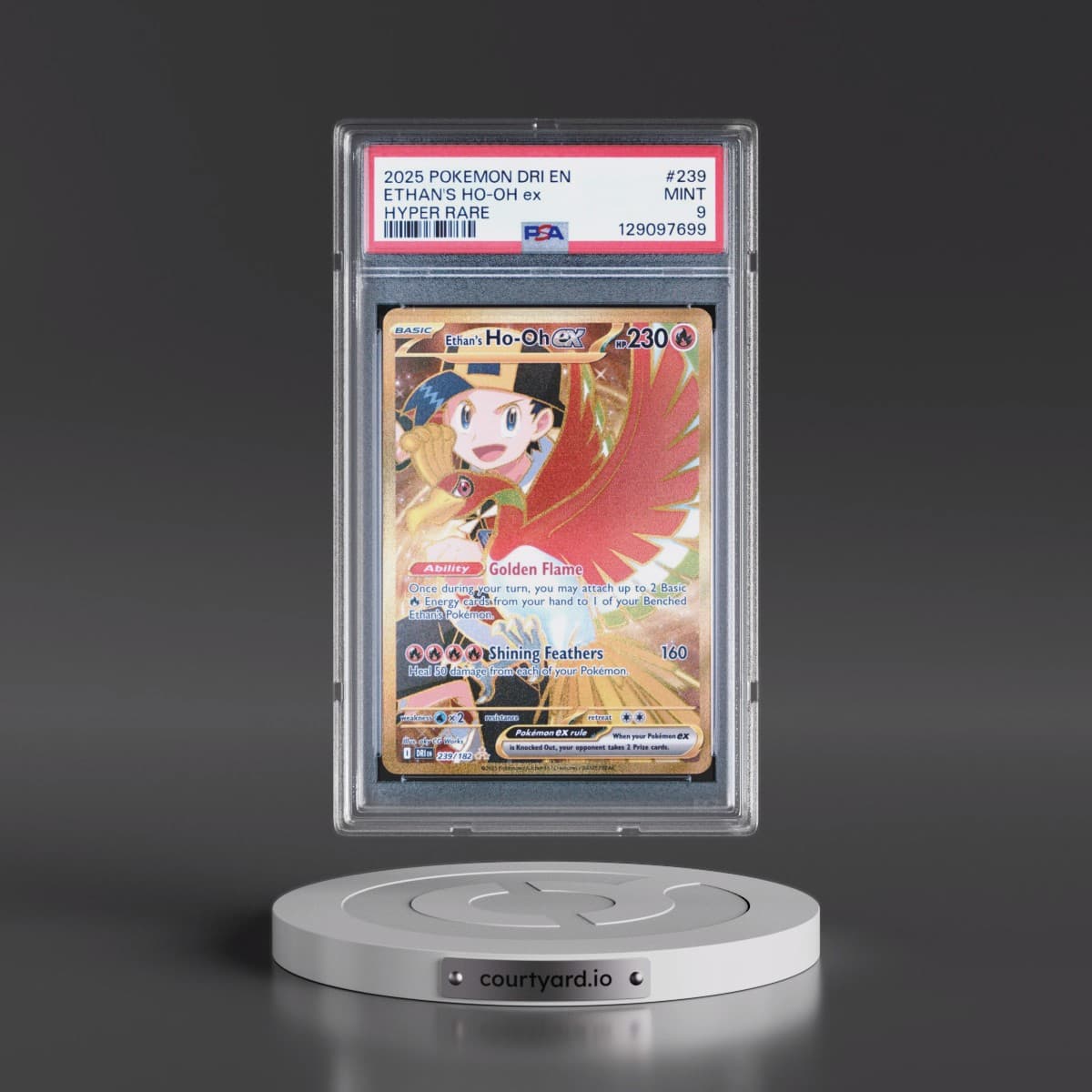 2025 Pokémon Dri EN-Destined Rivals #239 Ethan's HO-Oh EX - Holo Hyper Rare (PSA 9 MINT)