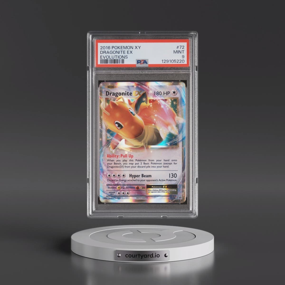 2016 Pokémon XY Evolutions #72 Dragonite EX - Holo (PSA 9 MINT)
