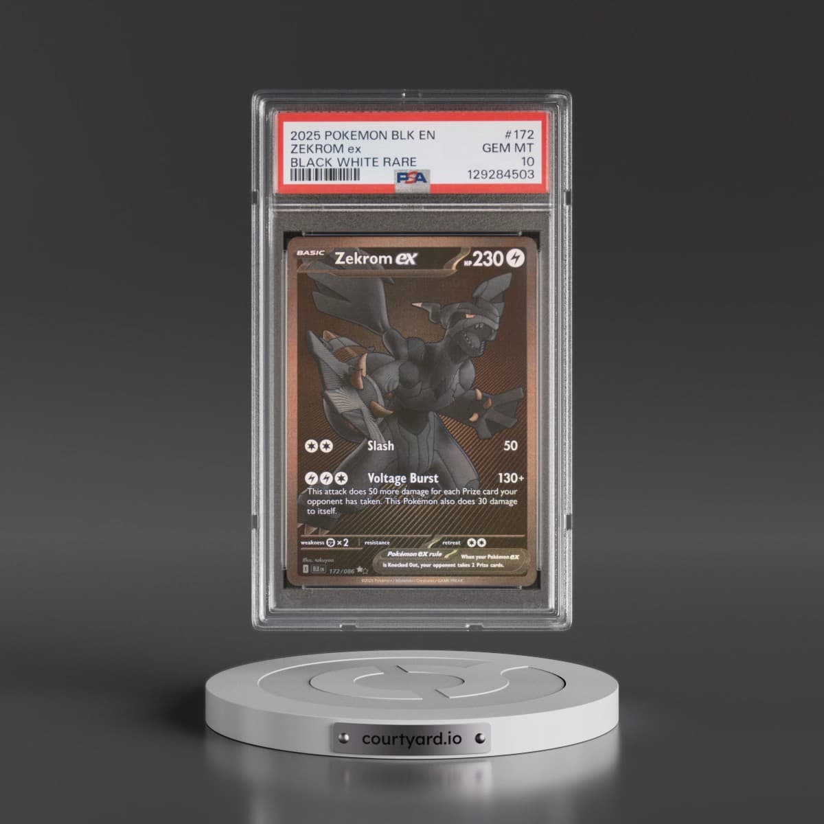 2025 Pokémon Blk EN-Black Bolt #172 Zekrom EX - Holo Black White Rare (PSA 10 GEM MINT)