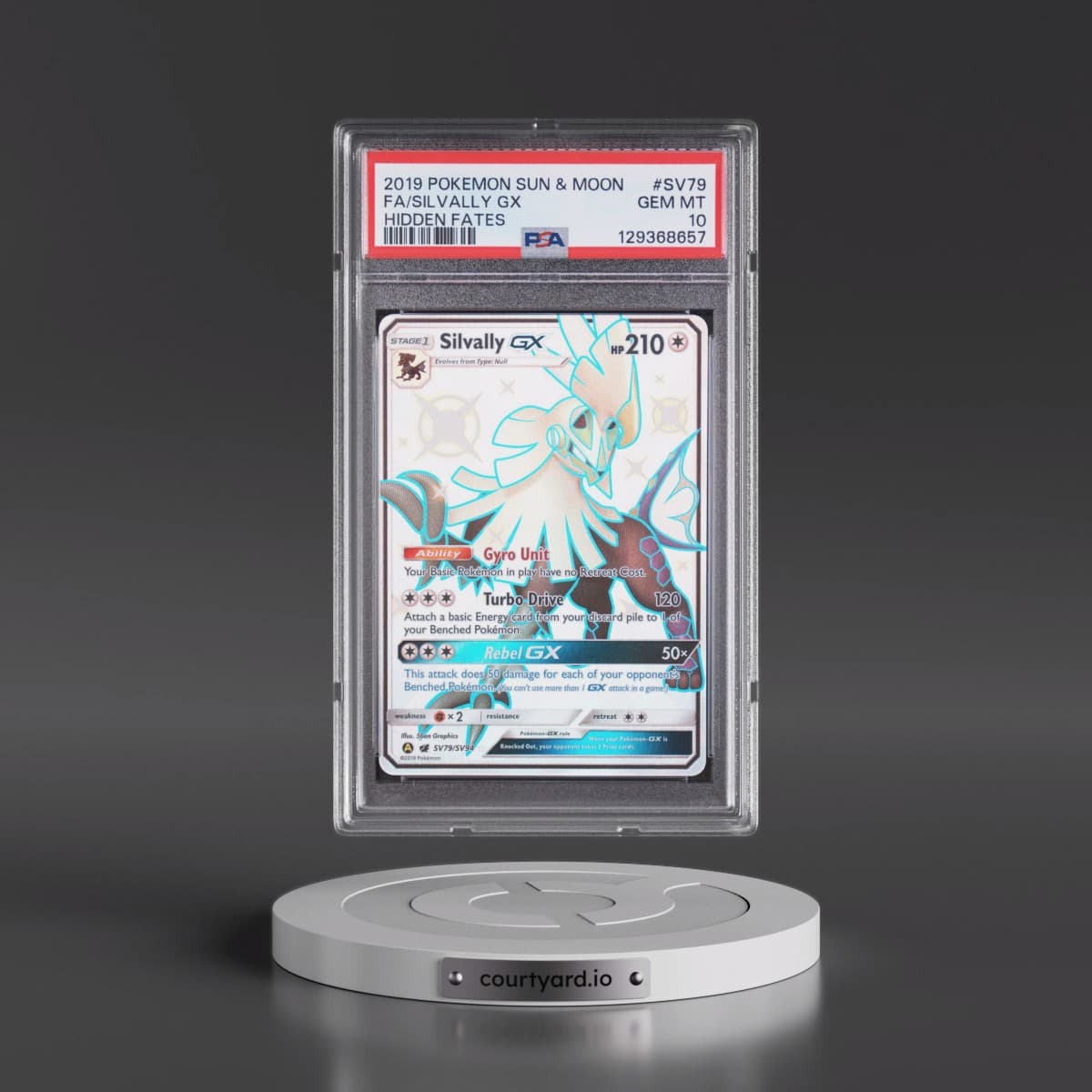 2019 Pokémon Sun & Moon Hidden Fates #SV79 Silvally GX - Holo Full Art (PSA 10 GEM MINT)