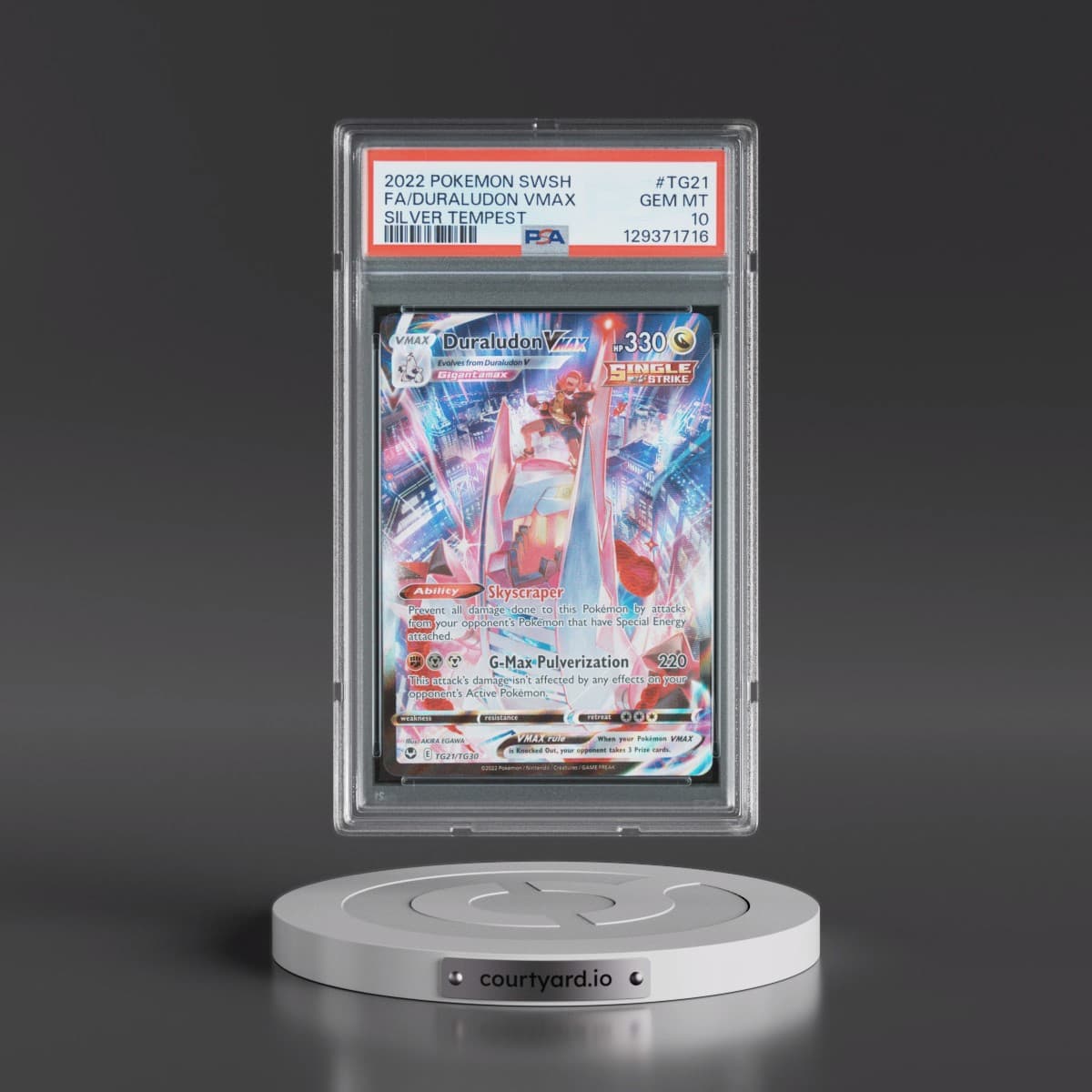 2022 Pokémon Sword & Shield Silver Tempest #TG21 Duraludon Vmax - Full Art (PSA 10 GEM MINT)
