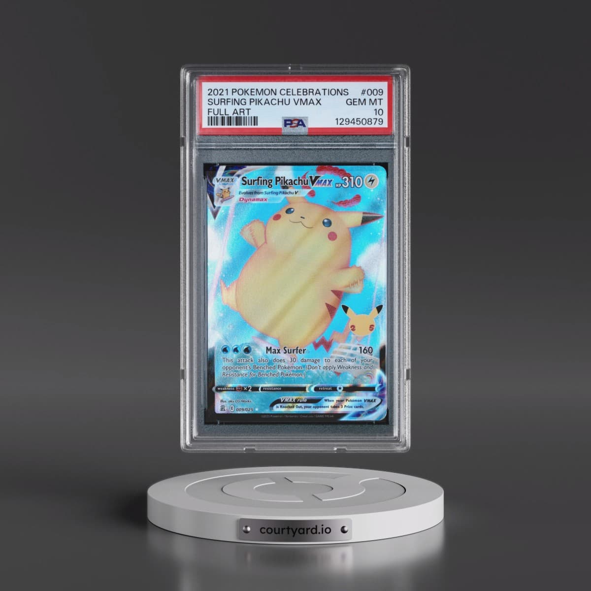 2021 Pokémon Celebrations #009 Surfing Pikachu Vmax - Full Art (PSA 10 GEM MINT)