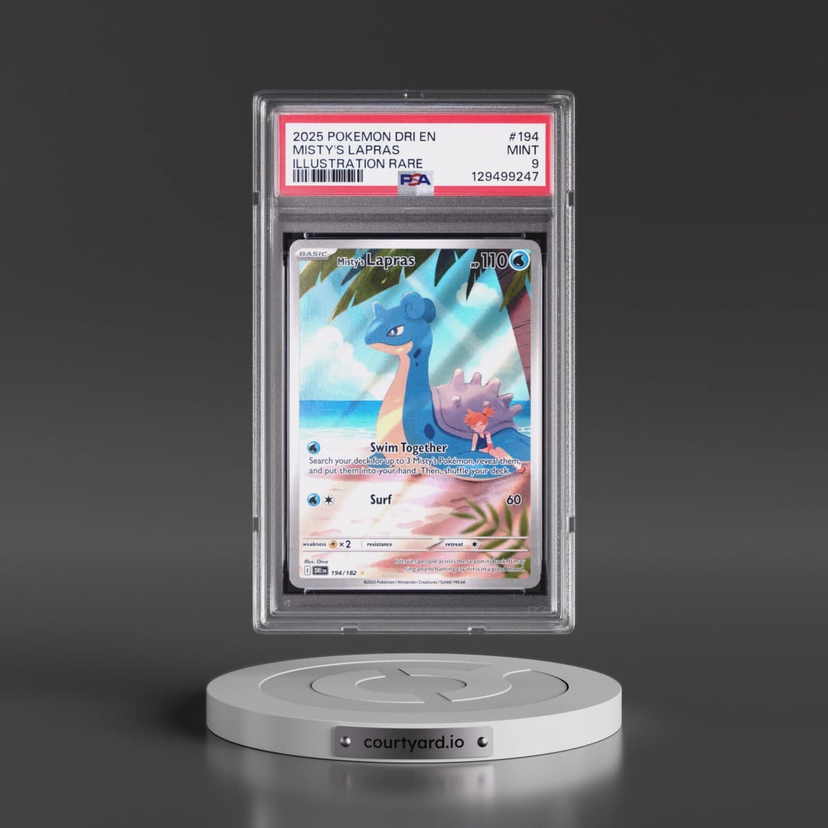 2025 Pokémon Dri EN-Destined Rivals #194 Misty's Lapras - Illustration Rare (PSA 9 MINT)