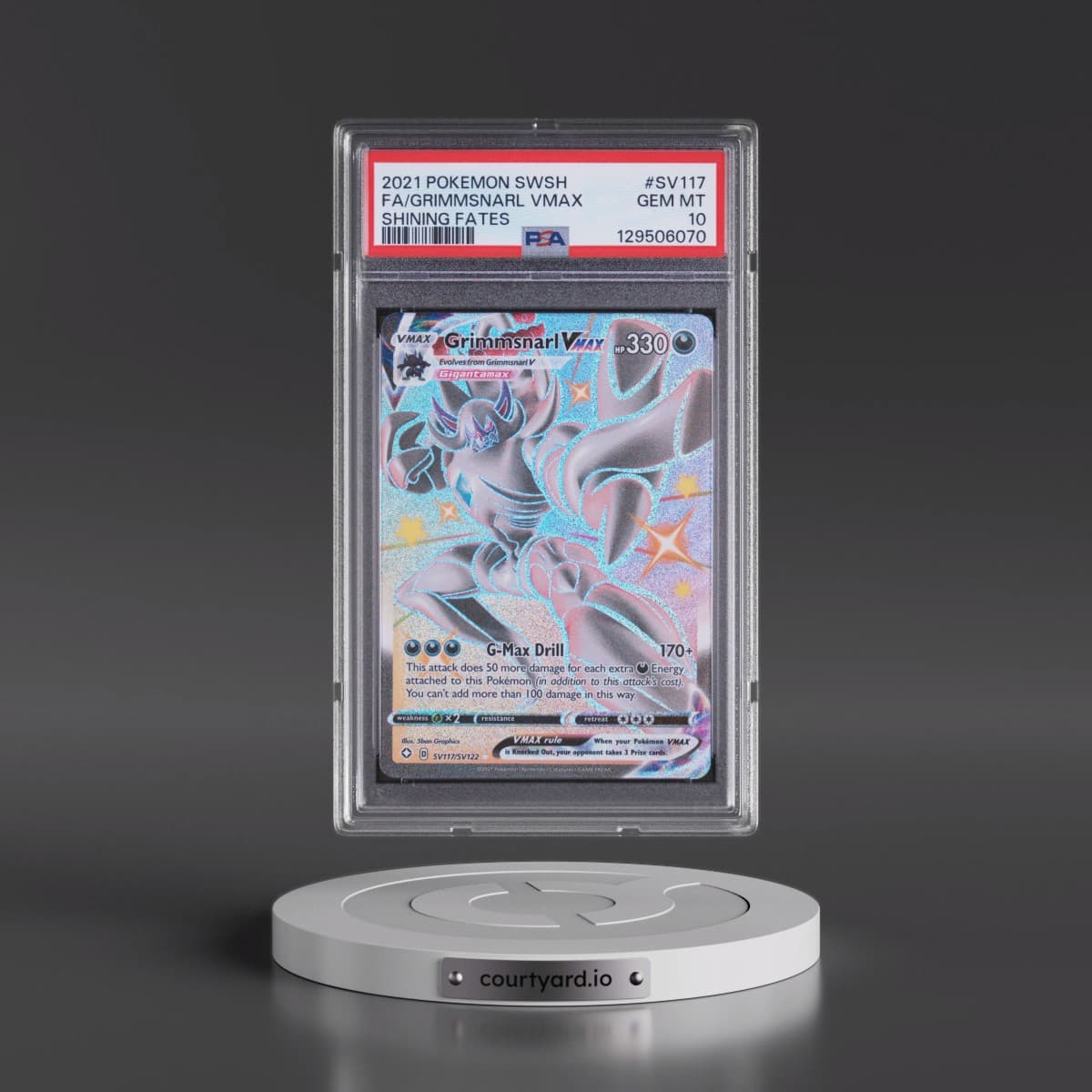 2021 Pokémon Sword & Shield Shining Fates #SV117 Grimmsnarl Vmax - Full Art (PSA 10 GEM MINT)