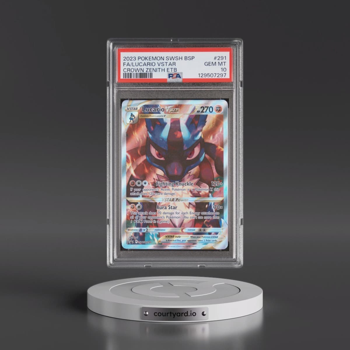 2023 Pokémon Swsh Black Star Promo #291 Lucario Vstar - Full Art Crown Zenith Elite Trainer Box (PSA 10 GEM MINT)