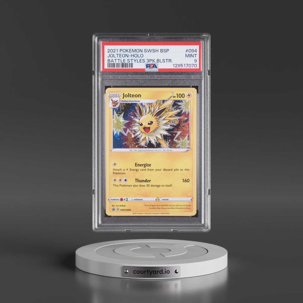 2021 Pokémon Swsh Black Star Promo #094 Jolteon - Holo Battle Styles Three Pack Blisters (PSA 9 MINT)