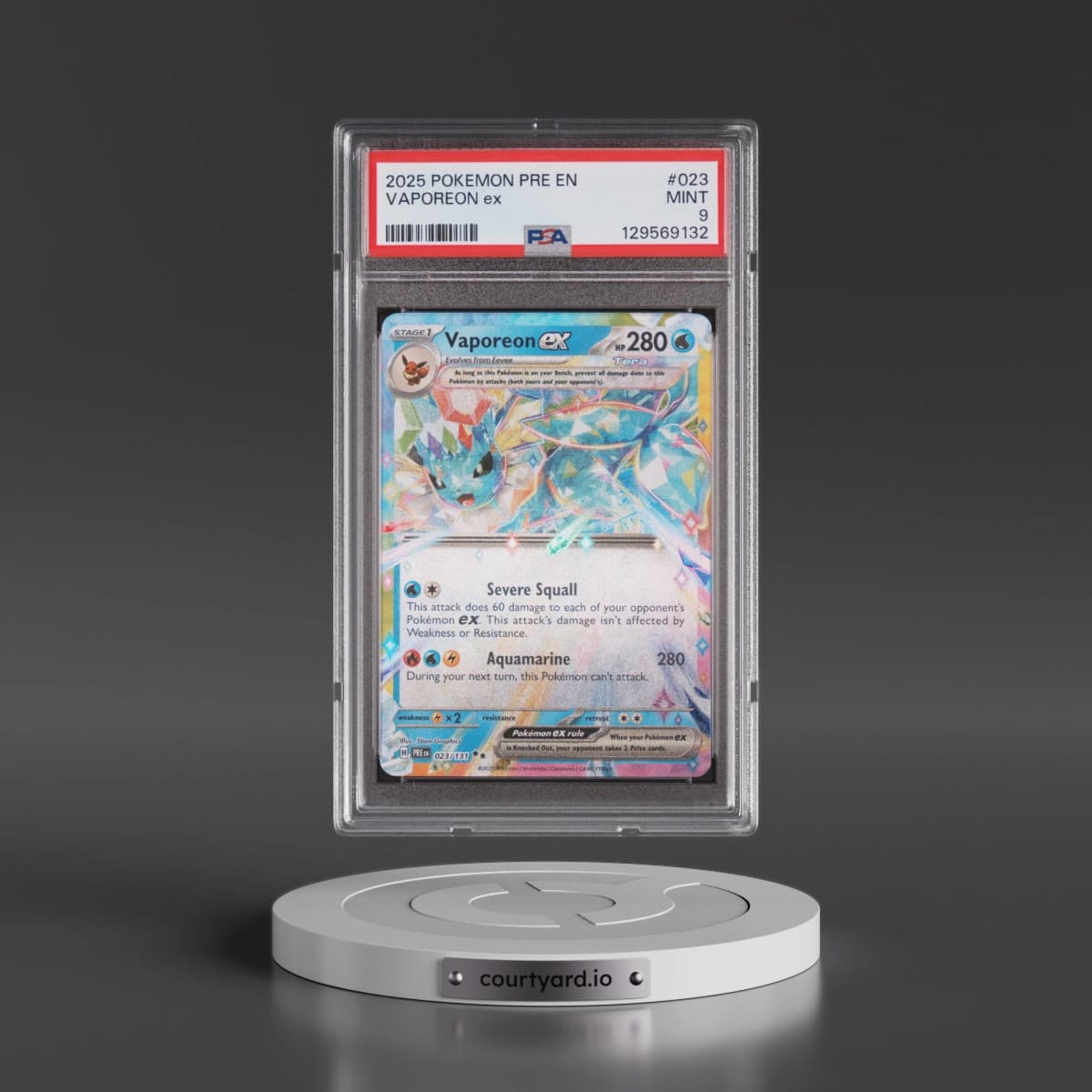 2025 Pokémon Pre EN-Prismatic Evolutions #023 Vaporeon EX - Holo (PSA 9 MINT)