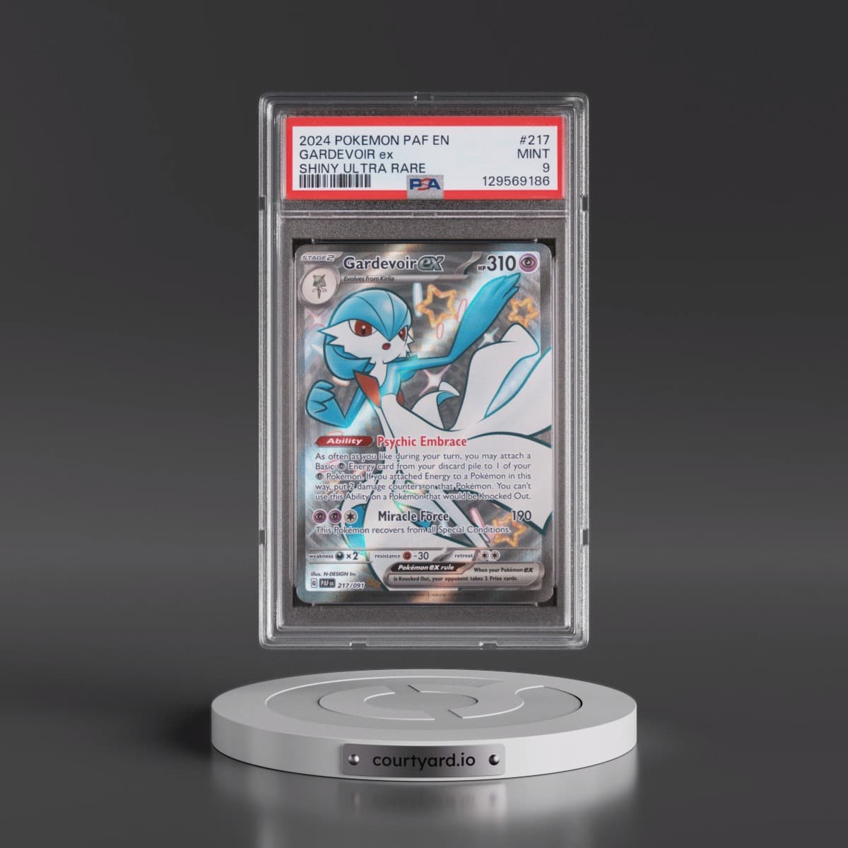 2024 Pokémon Paf EN-Paldean Fates #217 Gardevoir EX - Holo Shiny Ultra Rare (PSA 9 MINT)