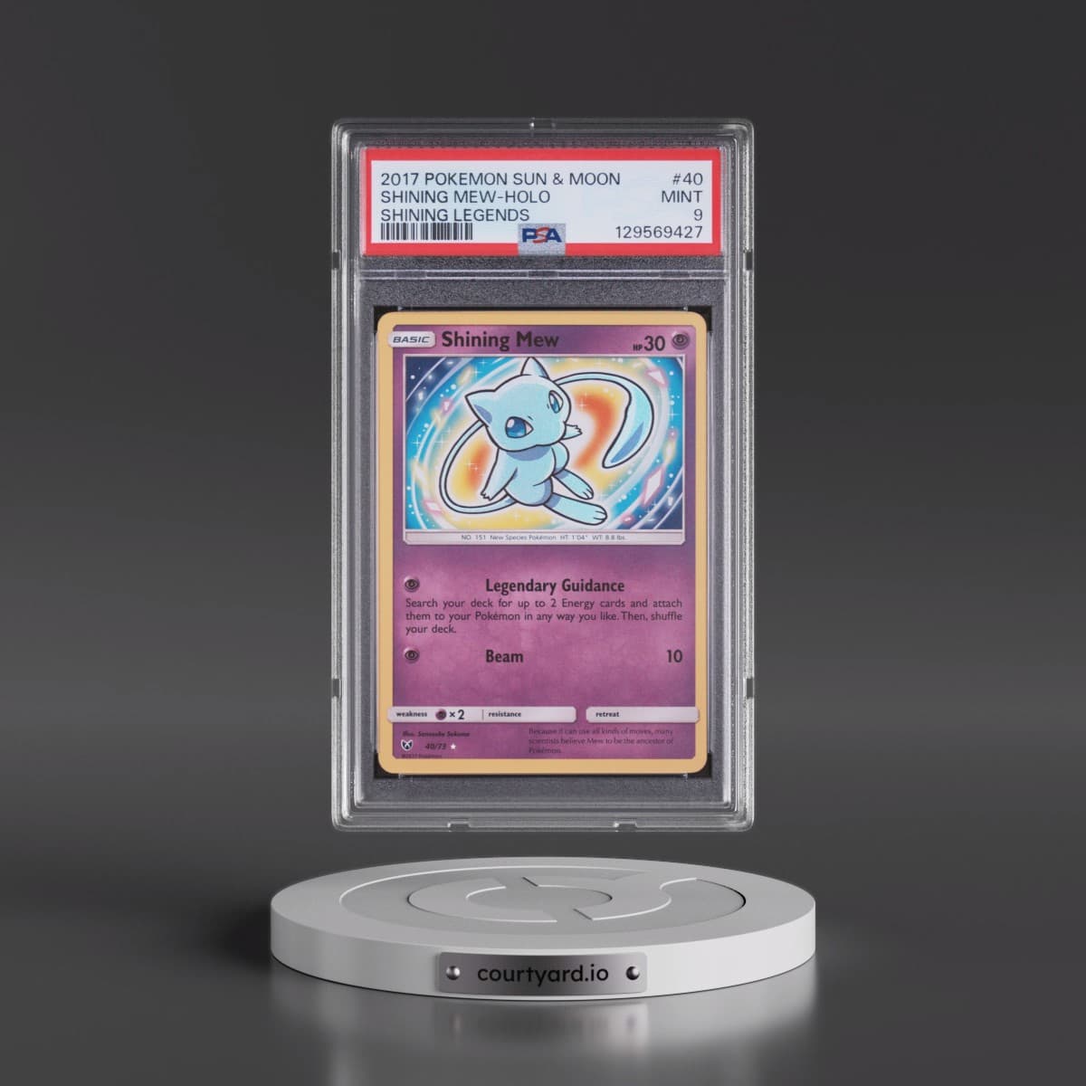 2017 Pokémon Sun & Moon Shining Legends #40 Shining Mew - Holo Holo (PSA 9 MINT)