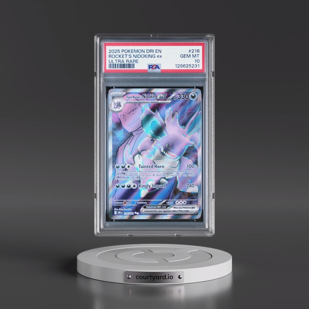 2025 Pokémon Dri EN-Destined Rivals #216 Team Rocket's Nidoking EX - Holo Ultra Rare (PSA 10 GEM MINT)