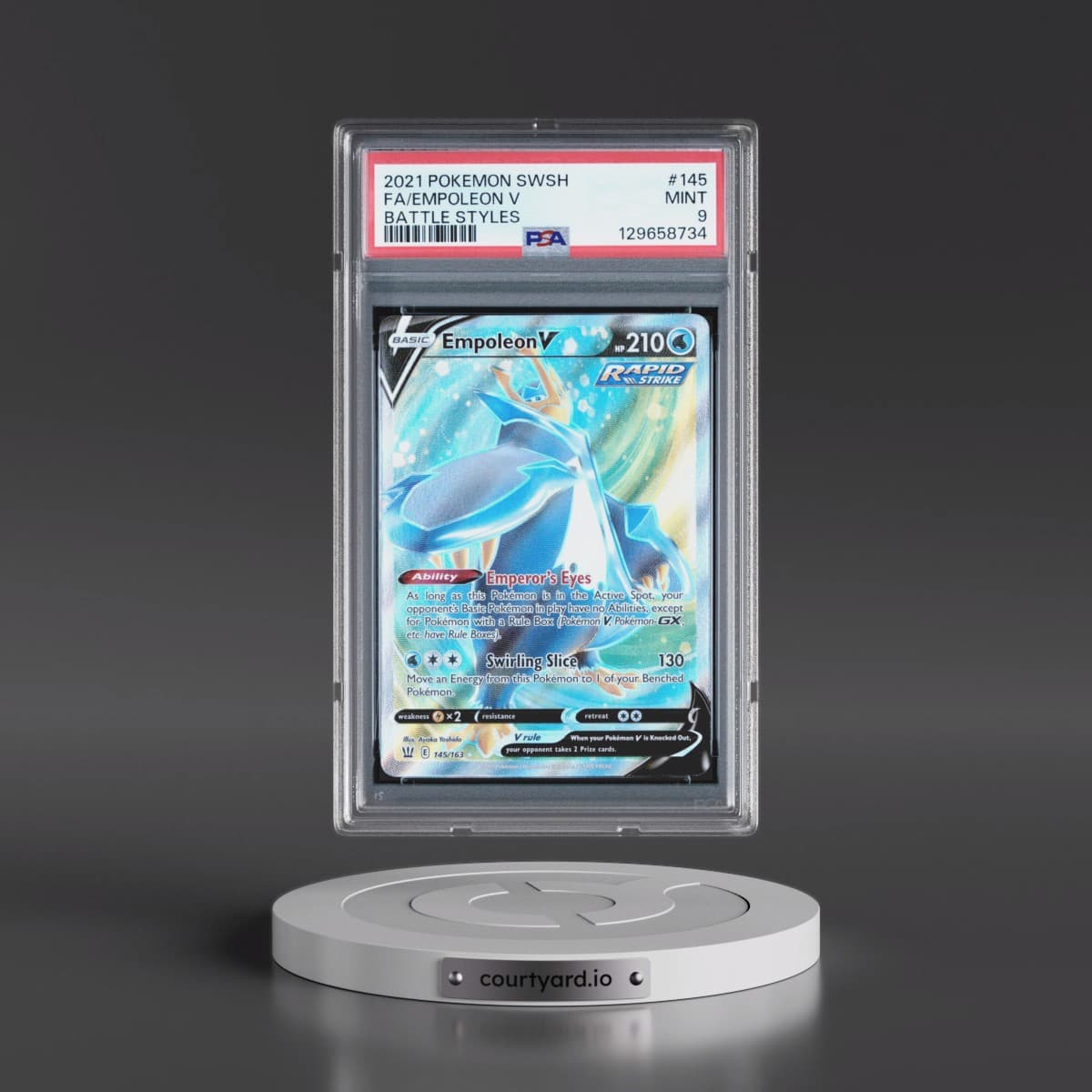 2021 Pokémon Sword & Shield Battle Styles #145 Empoleon V - Holo Full Art (PSA 9 MINT)