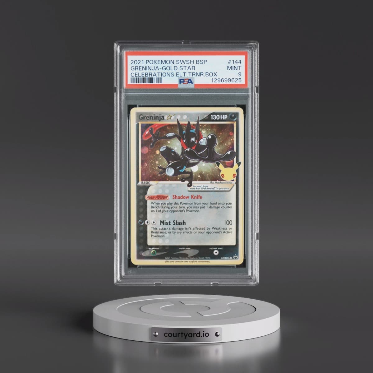 2021 Pokémon Swsh Black Star Promo #144 Greninja-Gold Star - Celebrations Elite Trainer Box (PSA 9 MINT)