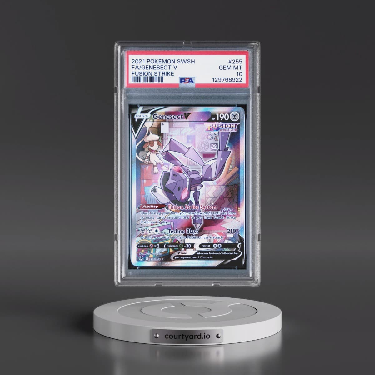 2021 Pokémon Sword & Shield Fusion Strike #255 Genesect V - Holo Full Art (PSA 10 GEM MINT)