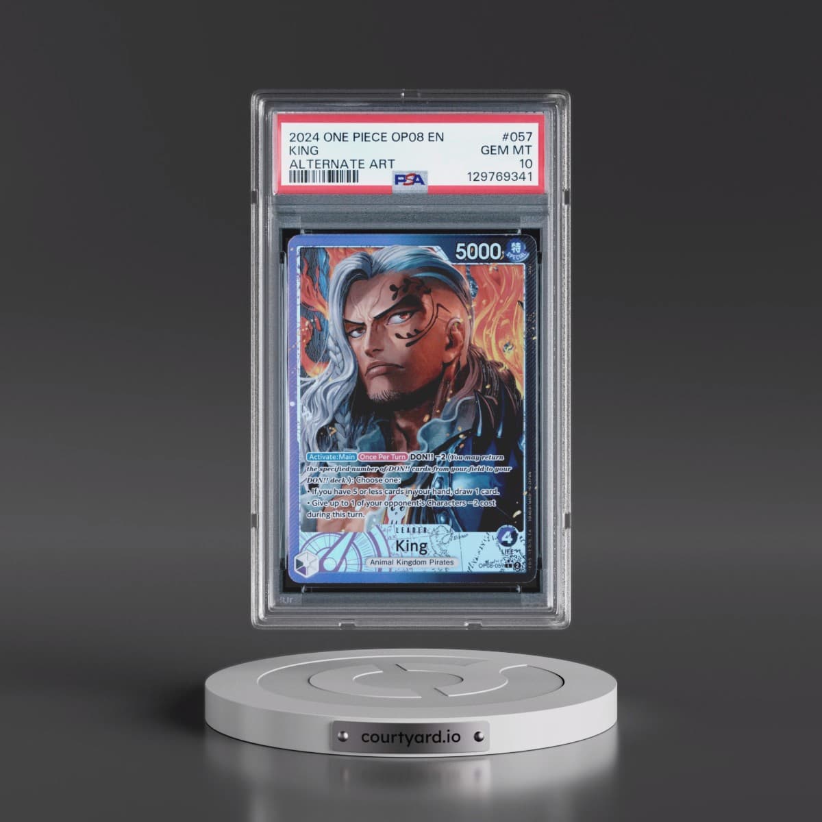 2024 One Piece OP08-Two Legends #057 King - Alternate Art (PSA 10 GEM MINT)