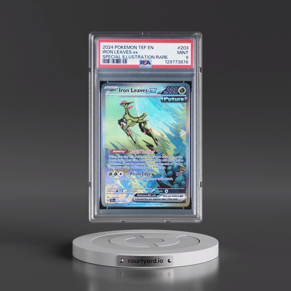 2024 Pokémon Tef EN-Temporal Forces #203 Iron Leaves EX - Holo Special Illustration Rare (PSA 9 MINT)
