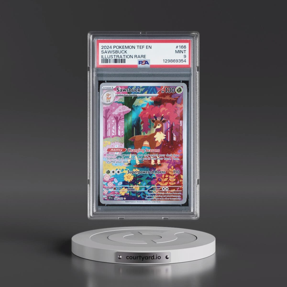 2024 Pokémon Tef EN-Temporal Forces #166 Sawsbuck - Illustration Rare (PSA 9 MINT)