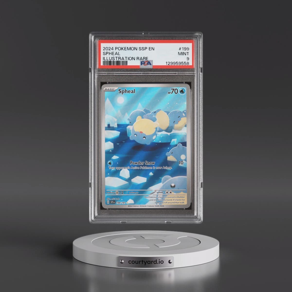 2024 Pokémon Ssp EN-Surging Sparks #199 Spheal - Illustration Rare (PSA 9 MINT)