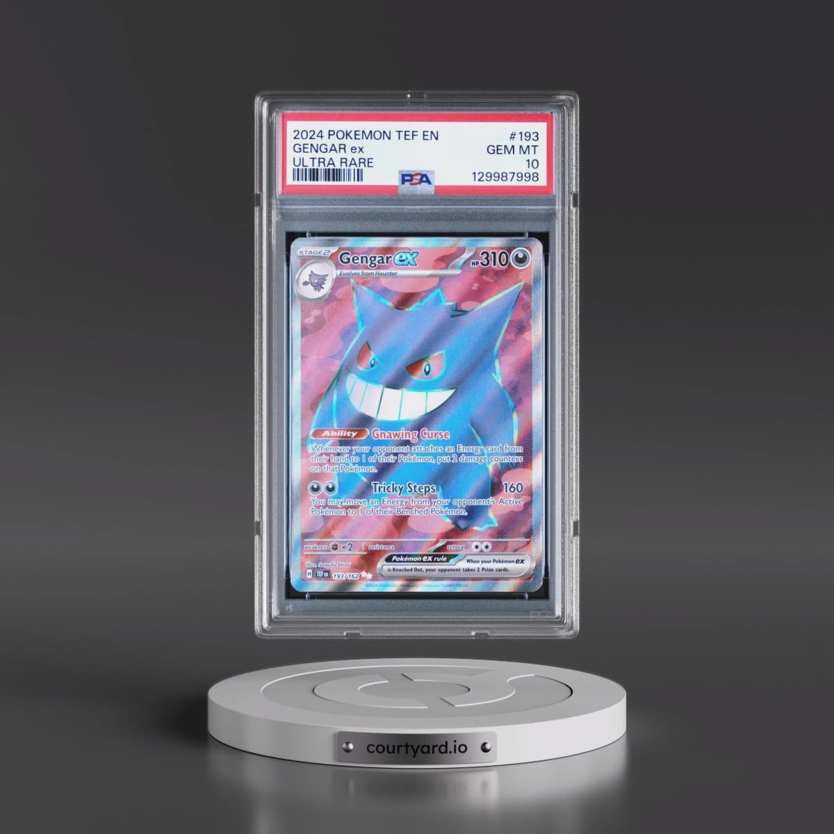 2024 Pokémon Tef EN-Temporal Forces #193 Gengar EX - Holo Ultra Rare (PSA 10 GEM MINT)