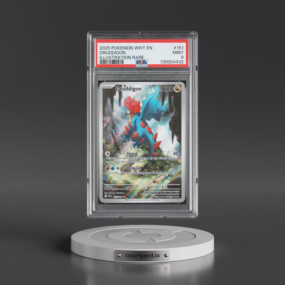 2025 Pokémon Wht EN-White Flare #151 Druddigon - Illustration Rare (PSA 9 MINT)
