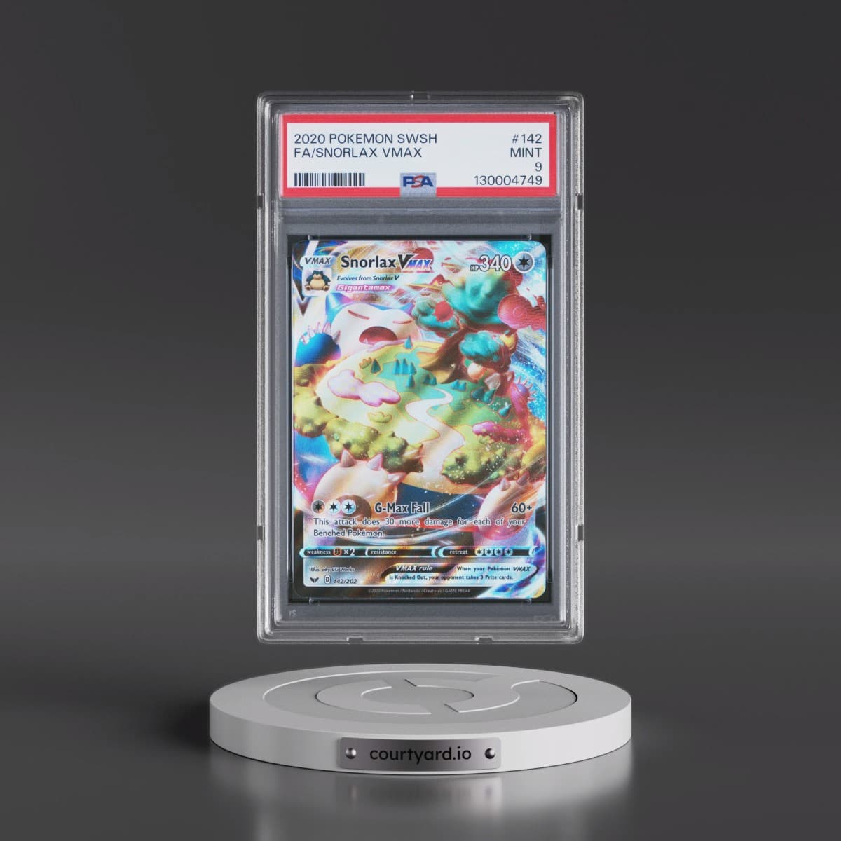 2020 Pokémon Sword & Shield #142 Snorlax Vmax - Full Art (PSA 9 MINT)