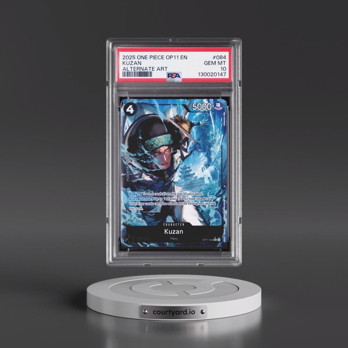 2025 One Piece OP11-A Fist of Divine Speed #084 Kuzan - Alternate Art (PSA 10 GEM MINT)