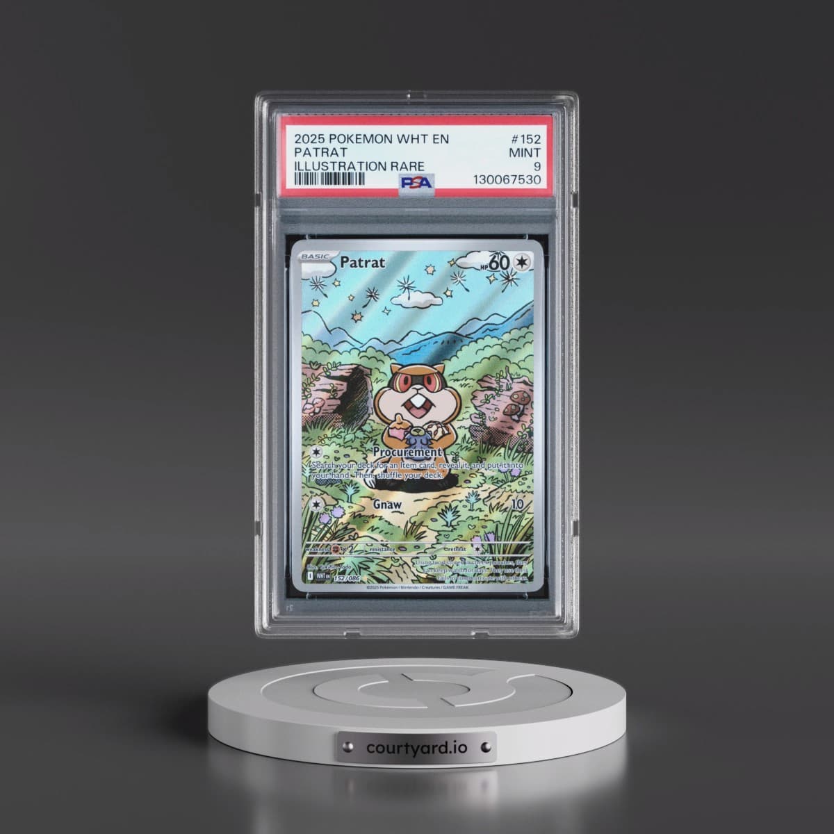 2025 Pokémon Wht EN-White Flare #152 Patrat - Illustration Rare (PSA 9 MINT)