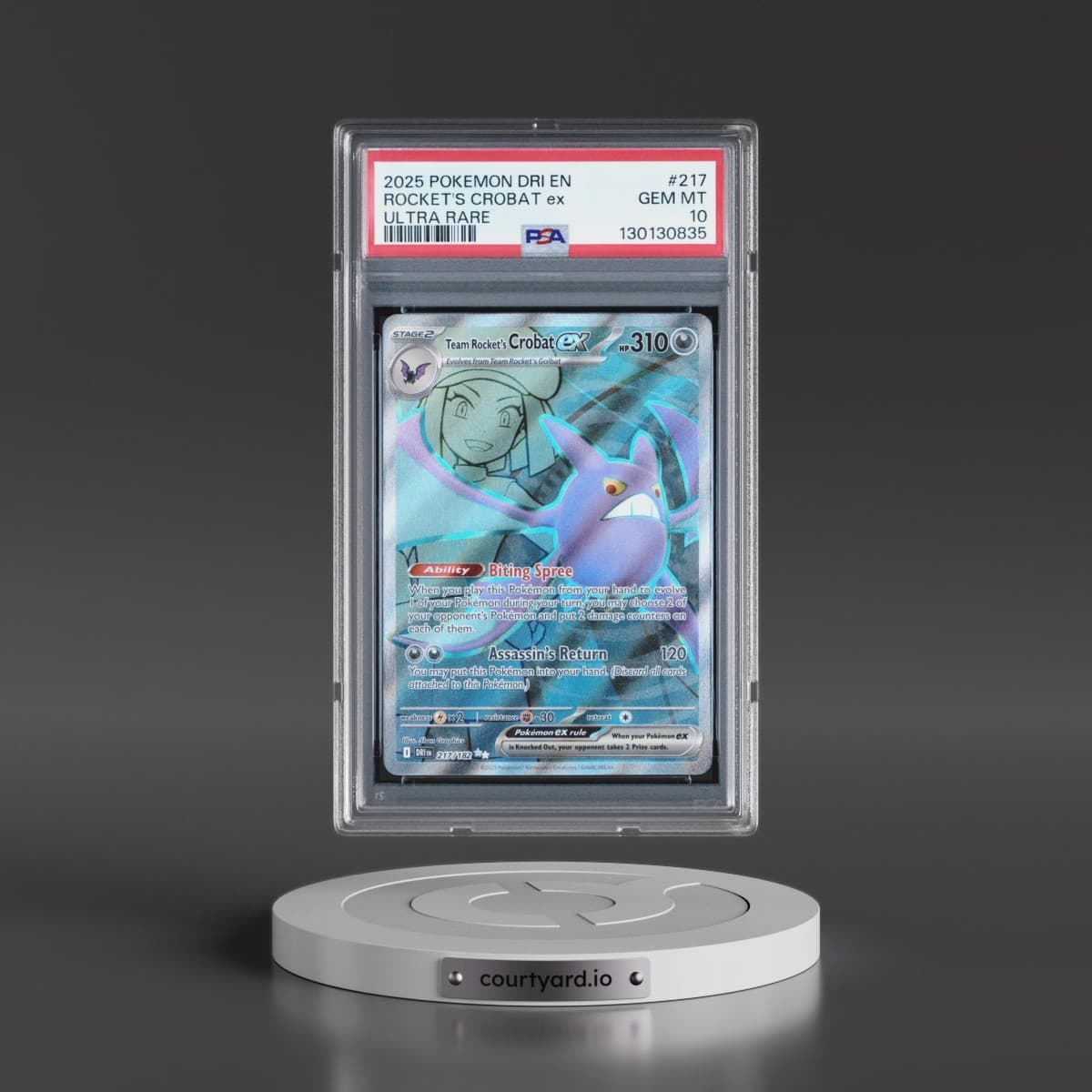 2025 Pokémon Dri EN-Destined Rivals #217 Team Rocket's Crobat EX - Holo Ultra Rare (PSA 10 GEM MINT)