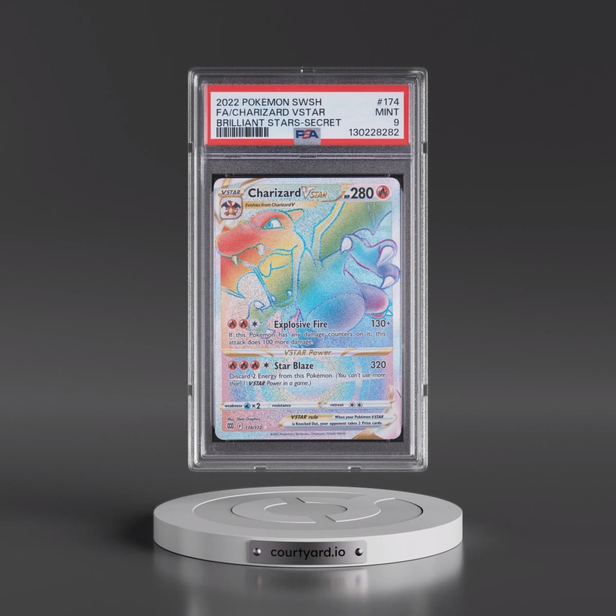 2022 Pokémon Sword & Shield Brilliant Stars #174 Charizard Vstar - Full Art Secret (PSA 9 MINT)