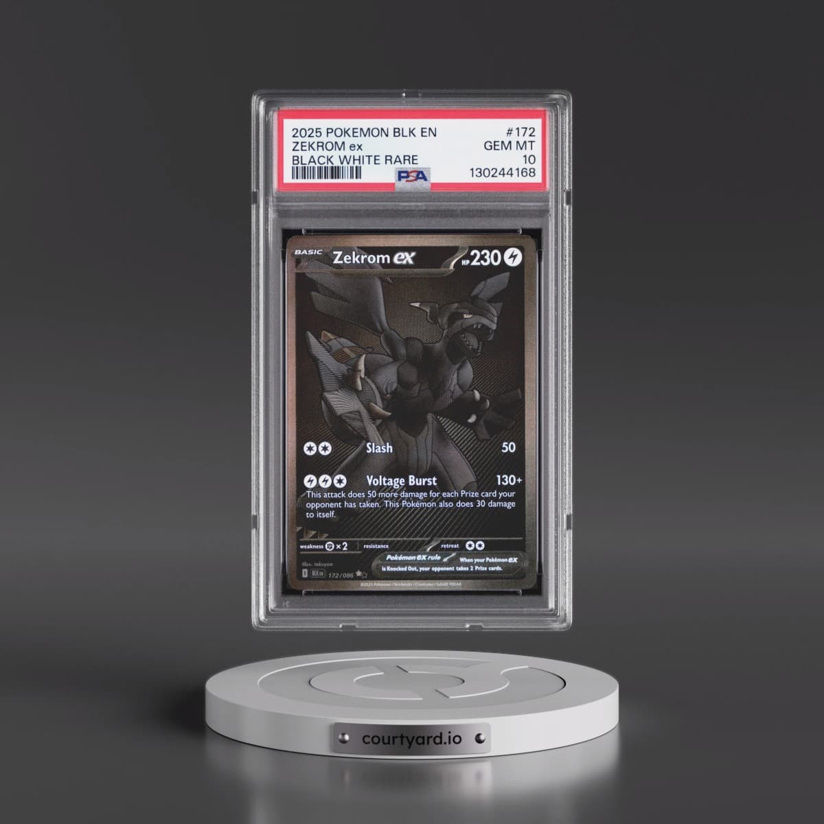 2025 Pokémon Blk EN-Black Bolt #172 Zekrom EX - Holo Black White Rare (PSA 10 GEM MINT)