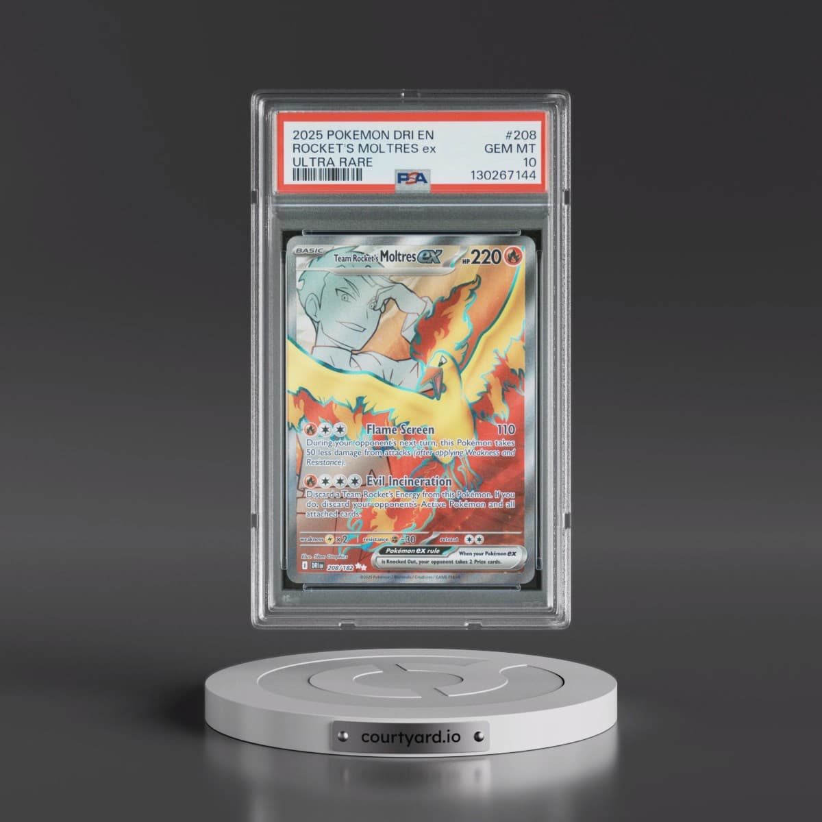 2025 Pokémon Dri EN-Destined Rivals #208 Team Rocket's Moltres EX - Holo Ultra Rare (PSA 10 GEM MINT)