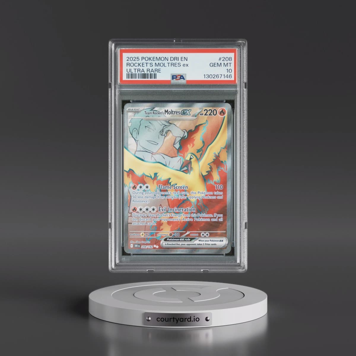 2025 Pokémon Dri EN-Destined Rivals #208 Team Rocket's Moltres EX - Holo Ultra Rare (PSA 10 GEM MINT)