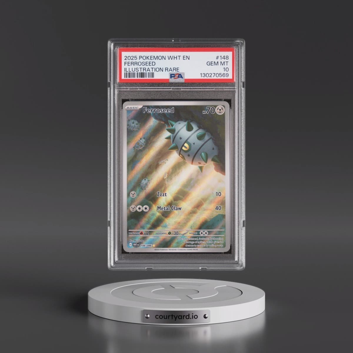 2025 Pokémon Wht EN-White Flare #148 Ferroseed - Illustration Rare (PSA 10 GEM MINT)