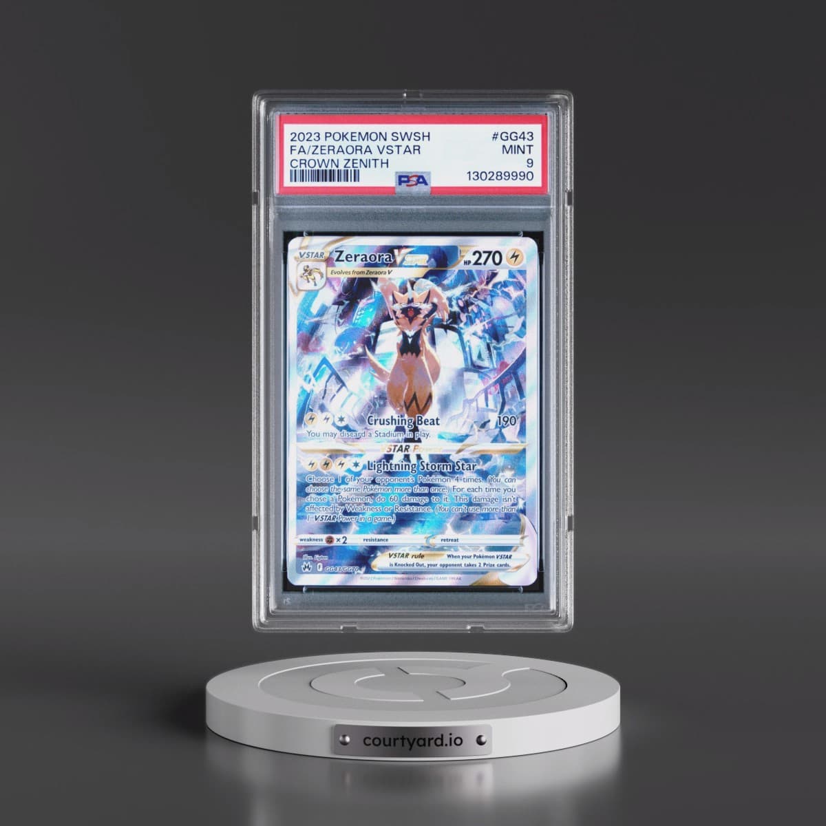 2023 Pokémon Sword and Shield Crown Zenith #GG43 Zeraora Vstar - Full Art (PSA 9 MINT)