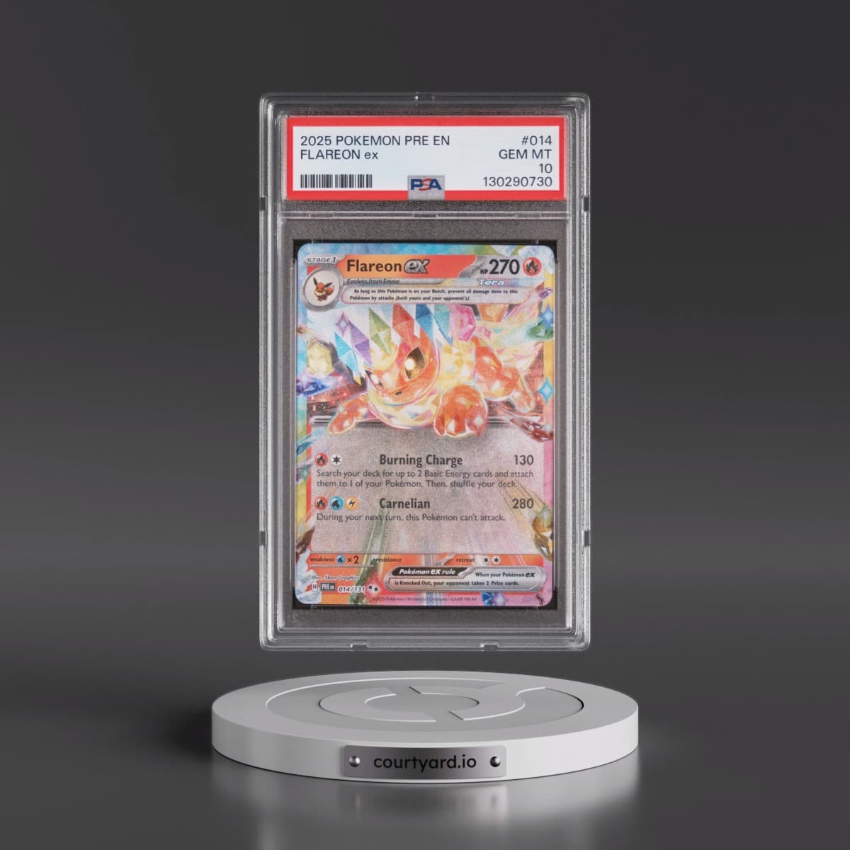 2025 Pokémon Pre EN-Prismatic Evolutions #014 Flareon EX - Holo (PSA 10 GEM MINT)