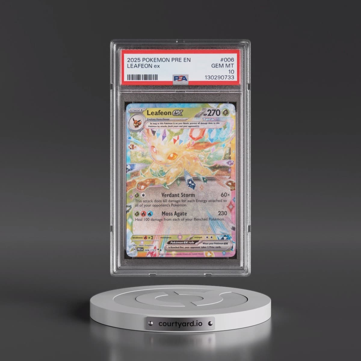 2025 Pokémon Pre EN-Prismatic Evolutions #006 Leafeon EX - Holo (PSA 10 GEM MINT)
