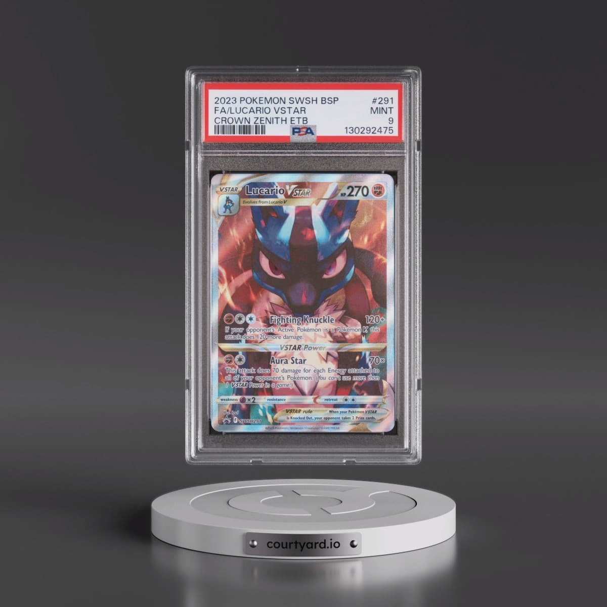 2023 Pokémon Swsh Black Star Promo #291 Lucario Vstar - Full Art Crown Zenith Elite Trainer Box (PSA 9 MINT)