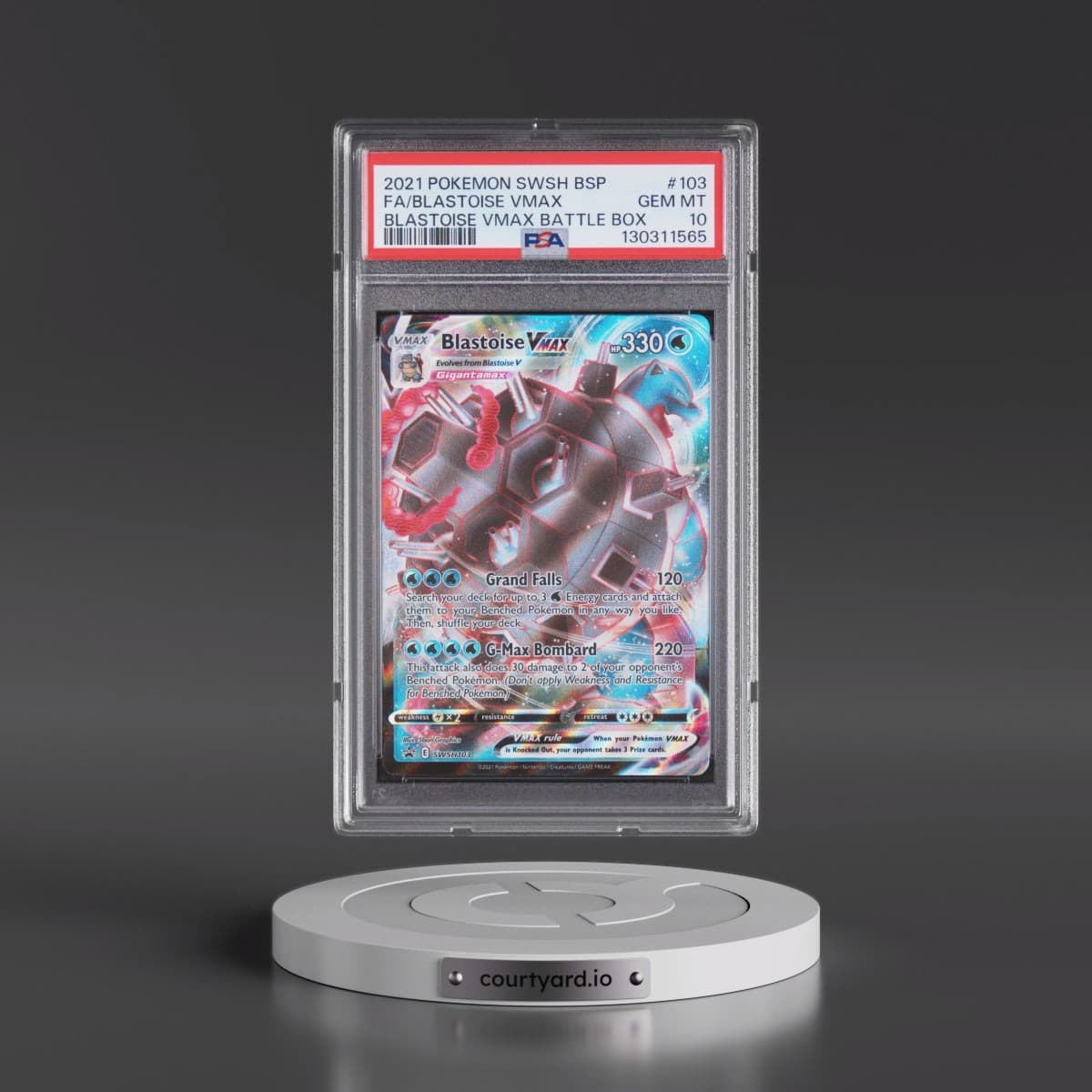2021 Pokémon Swsh Black Star Promo #103 Blastoise Vmax - Full Art Blastoise Vmax Battle Box (PSA 10 GEM MINT)